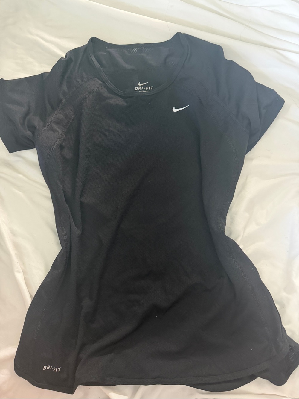 Nike Women's Black Short-Sleeve Dri-FIT Tee Solid Black Athletic Shirt T-shirt
